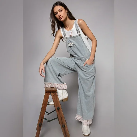 POL “Vintage Garden Overalls” | Denim Stripe - Picture 5 of 10